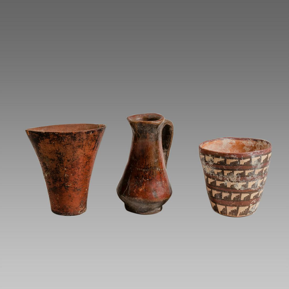 Lot of 3 Pre-Columbian Mayan Pottery Vessels c.550-900 (1 of 2)