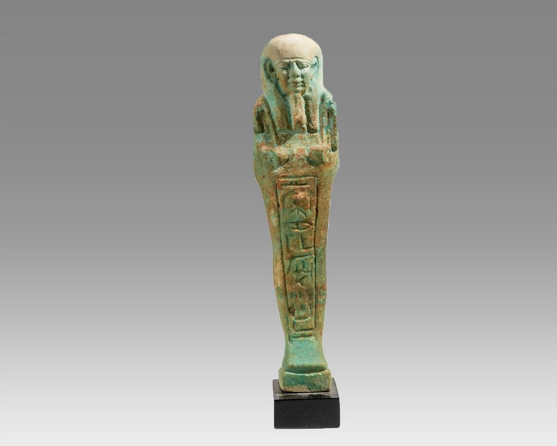 Egyptian Faience Green Glaze Ushabti for Pakhas XXVIst (1 of 3)