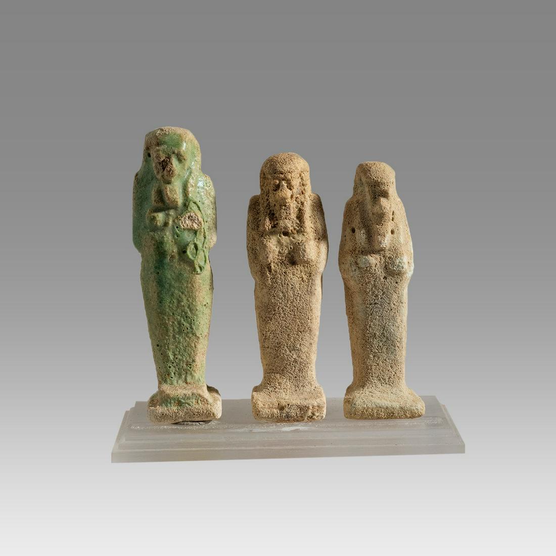 Lot of 3 Ancient Egyptian Faience Ushabti Figures c.300 (1 of 2)