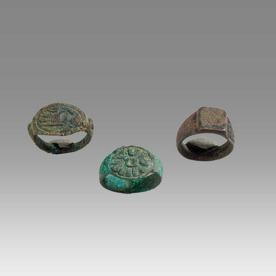 Lot of 3 Ancient Baktrian Bronze Rings c.2nd century (1 of 2)