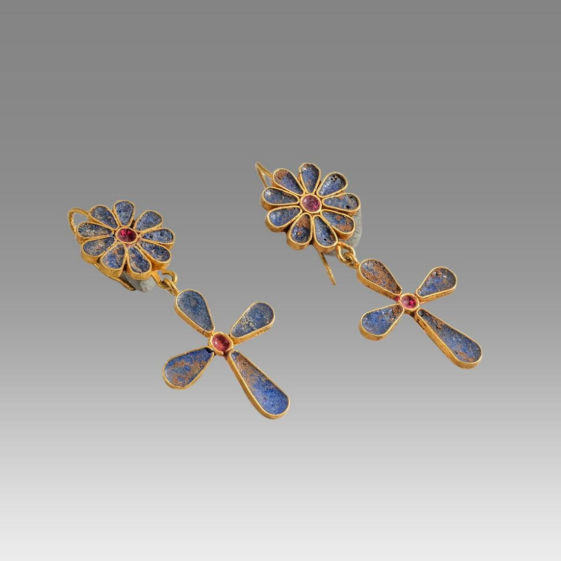 A pair of Byzantine Style Gold And Enamel Earrings with (1 of 1)
