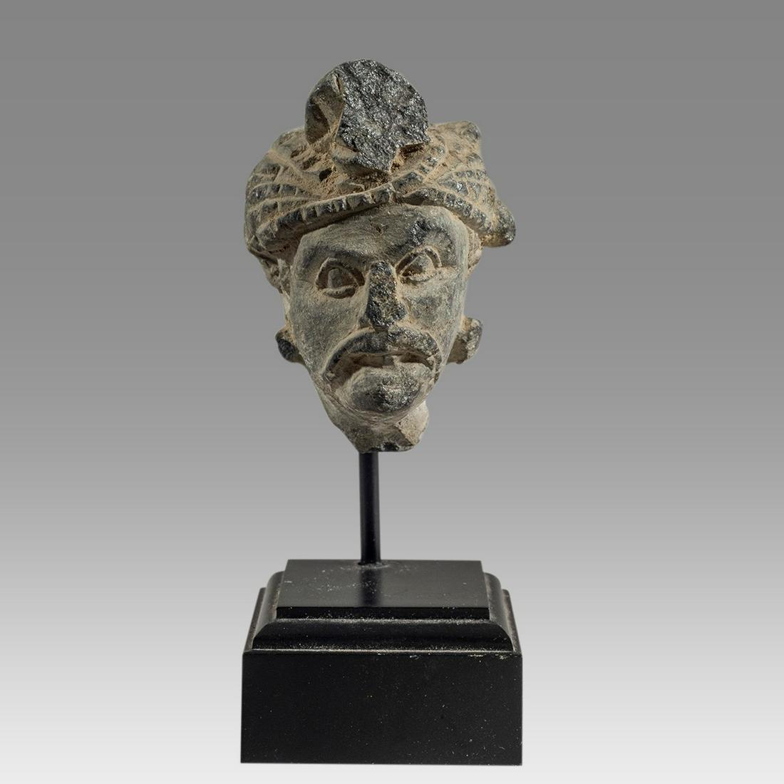 Ancient Gandhara Schist Stone head of Buddha c.3rd (1 of 4)