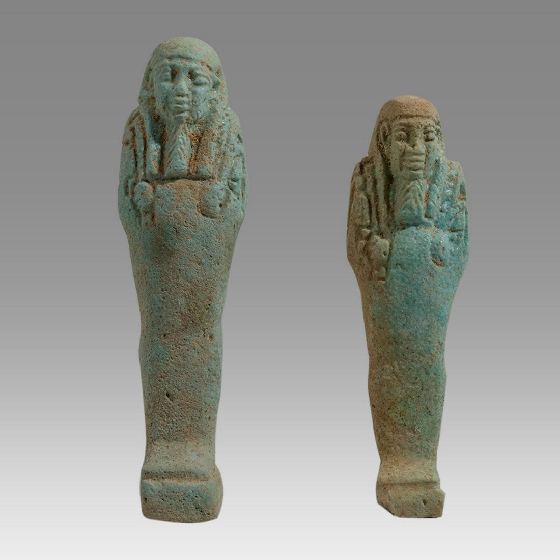 Lot of 2 Ancient Egyptian Faience Ushabties c.600-30 (1 of 3)