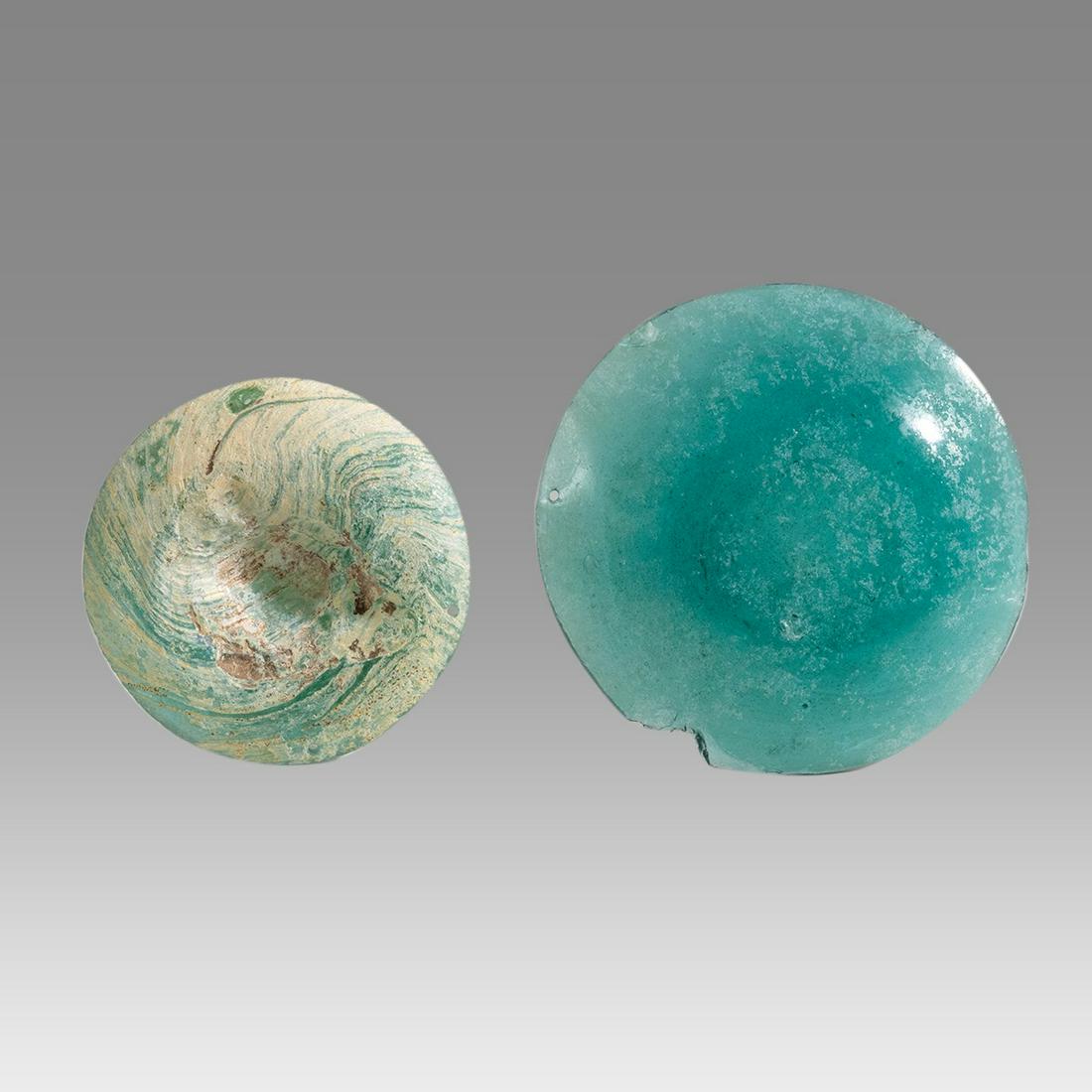 Lot of 2 Ancient Roman Glass Fragments c.2nd century (1 of 2)