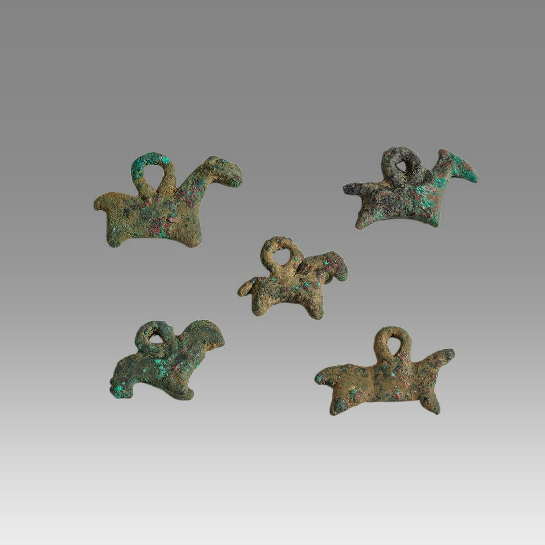 Lot of 5 Ancient Baktrian Bronze Animal Amulets c.2nd (1 of 1)