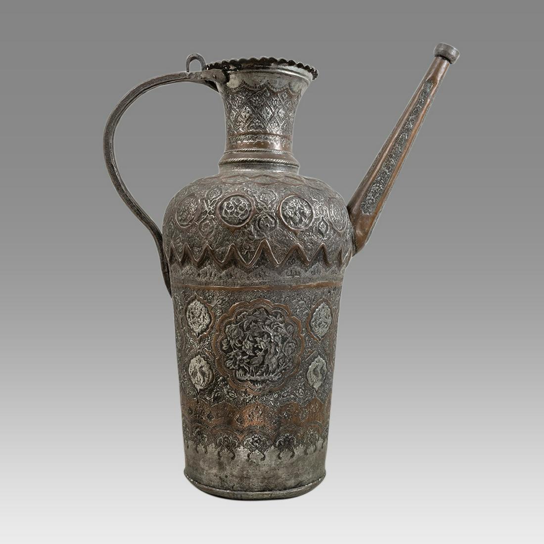 Persian Islamic Oversized Tinned Copper Ewer. (1 of 3)