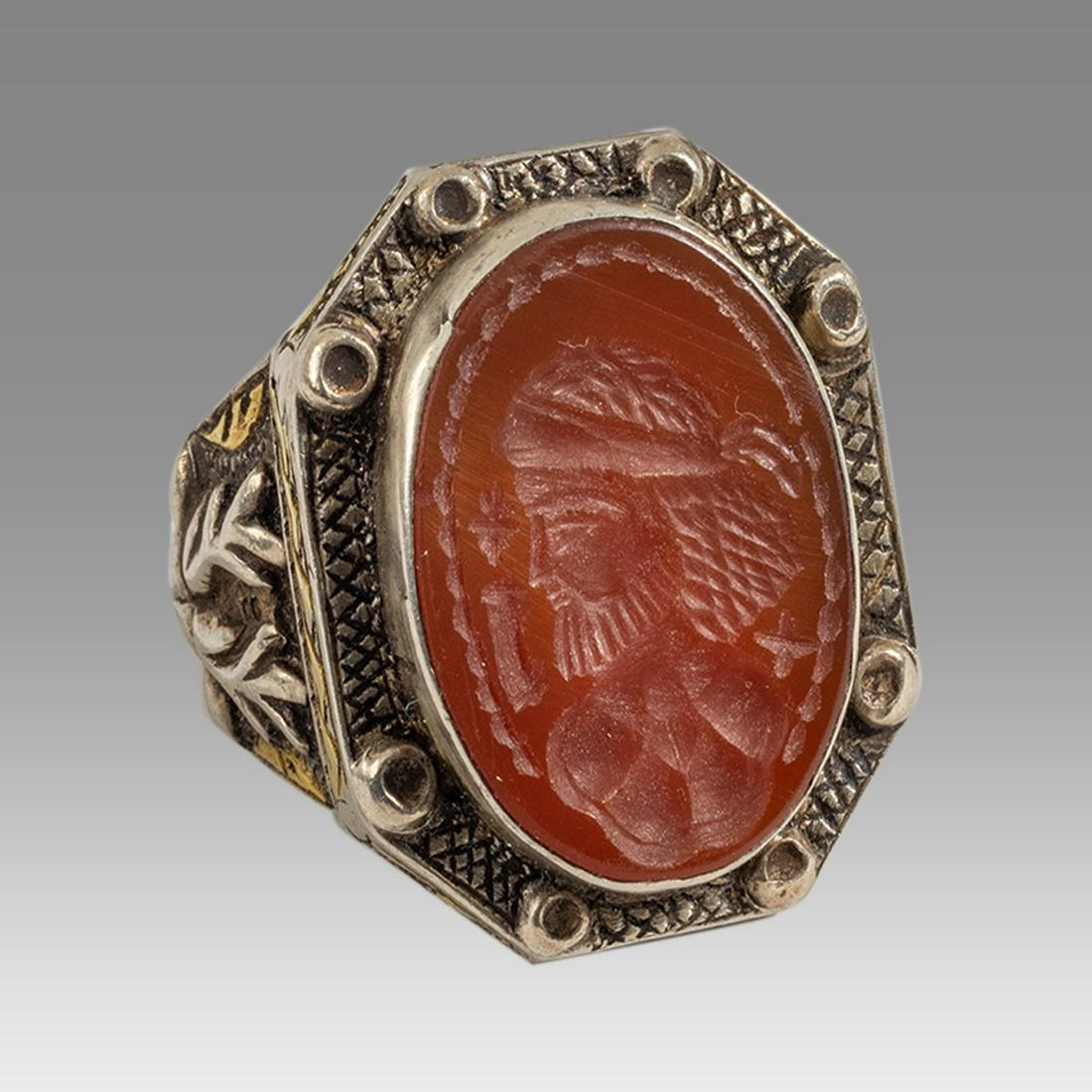 Persian Silver Ring with Agate Intaglio. (1 of 2)