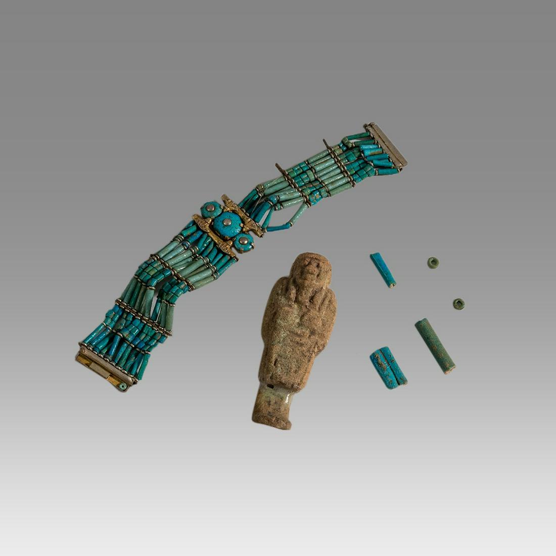 Lot of Ancient Egyptian Faience Bead bracelet, Ushabti (1 of 1)