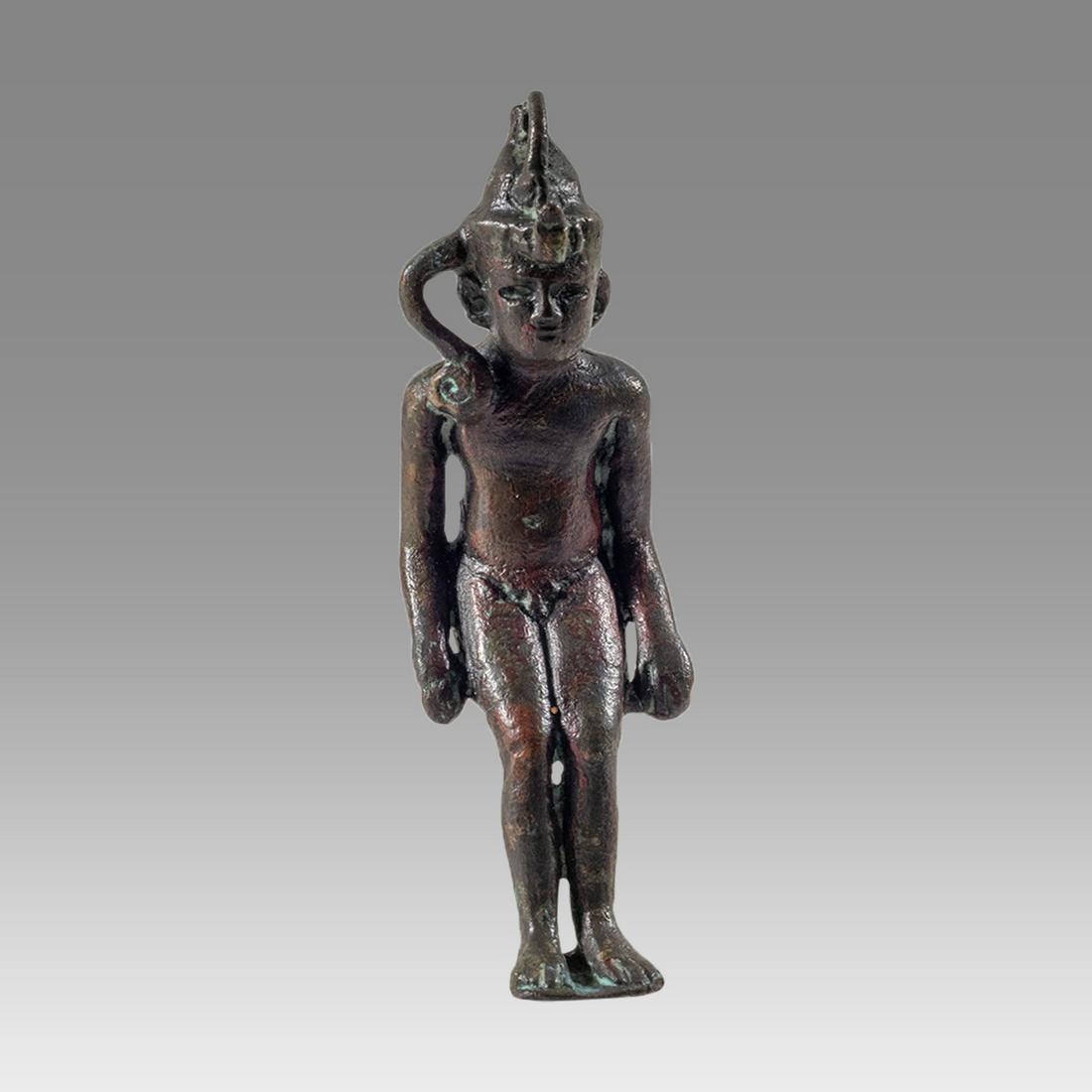 Ancient Egyptian Bronze Seated Statue of Harpocrates (1 of 3)