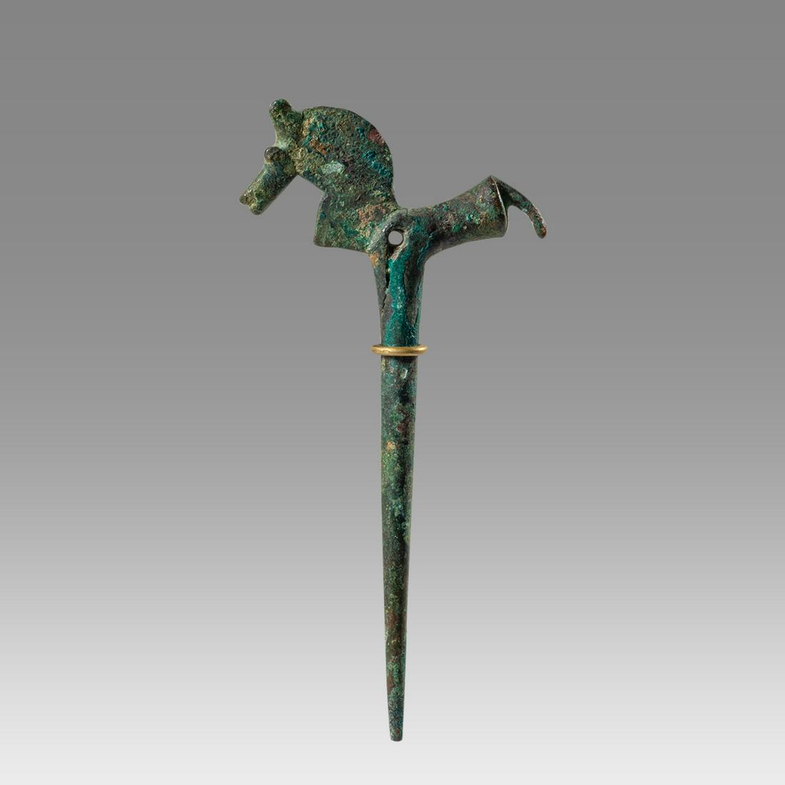 Ancient Luristan Bronze Horse Hairpin c.1000 BC. (1 of 2)