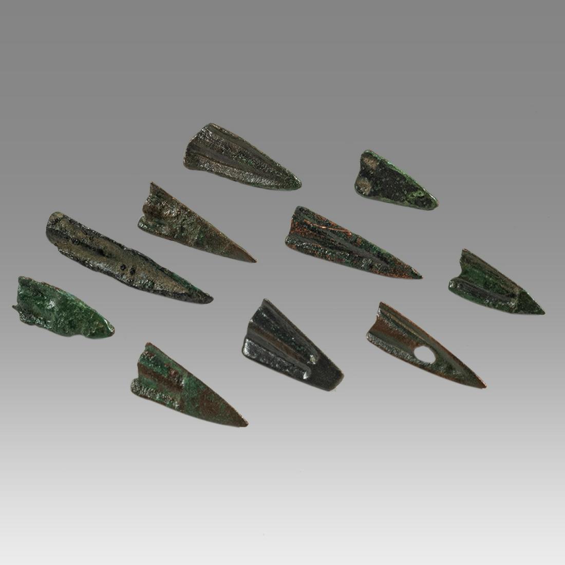 Lot of 10 Ancient Roman Bronze Arrow Heads c.1st cent (1 of 1)