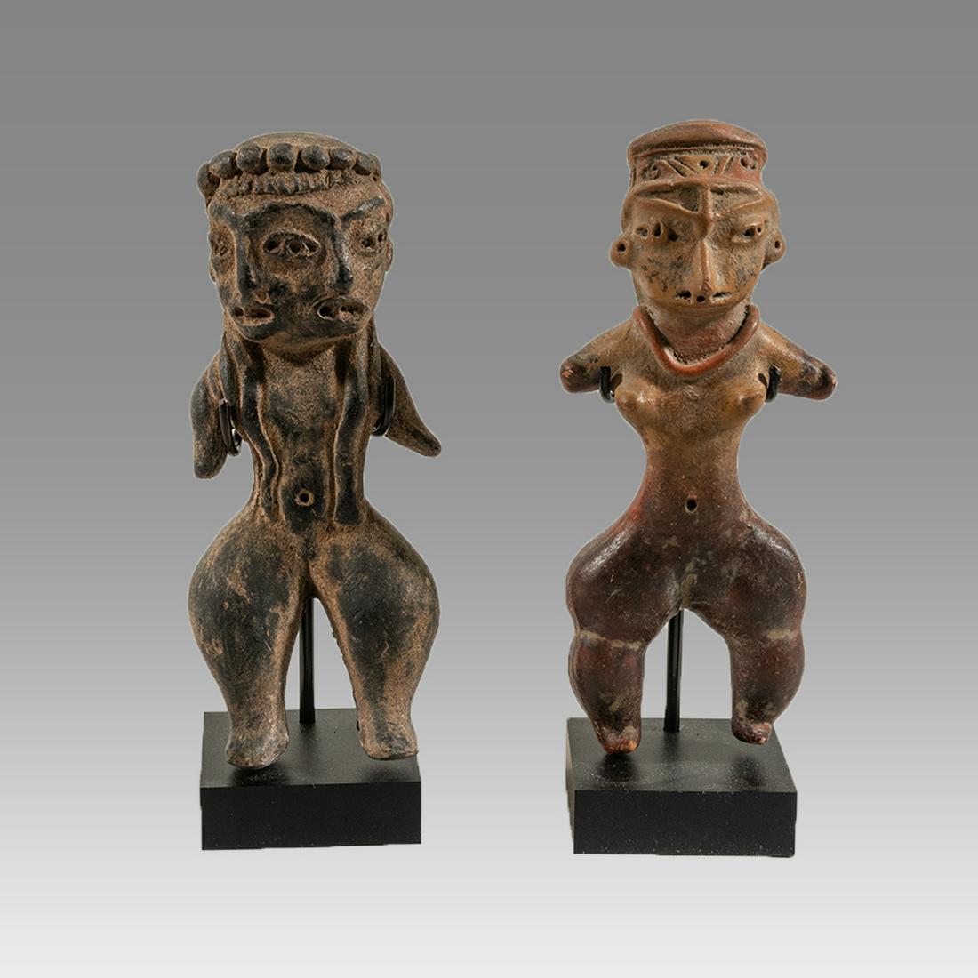 Pair Tlatilco Style Painted Pottery Pretty Ladies, (1 of 3)