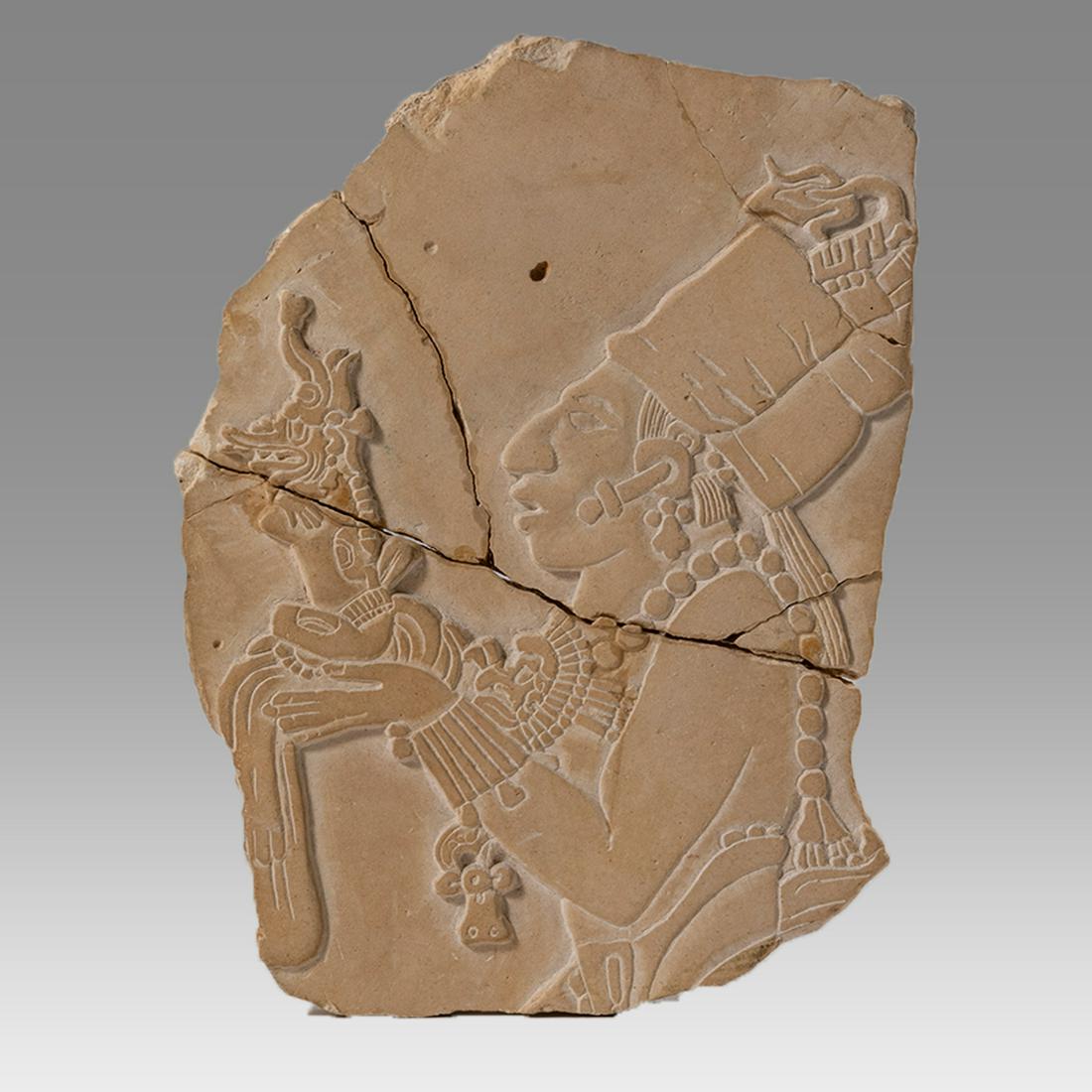 Mayan Style Limestone wall Fragment. (1 of 2)