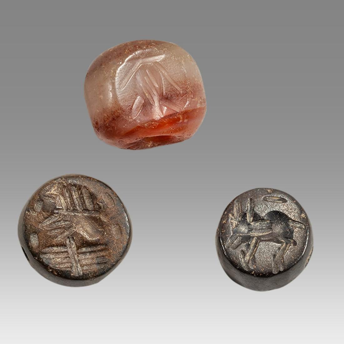 Ancient Sasanian Stone Seals (3) c.6th century AD. (1 of 2)