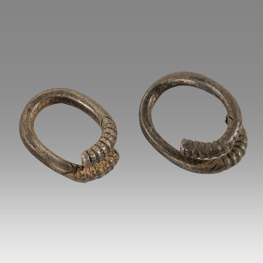 Lot of 2 Ancient Greek Silver Hair Rings c.300 BC. (1 of 2)