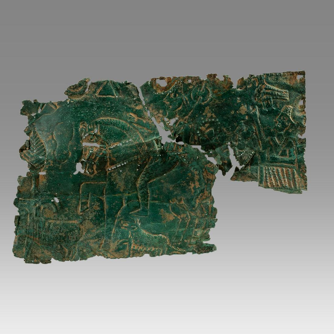 Ancient Bronze Applique with Chariot fragment. Size 9 x (1 of 7)