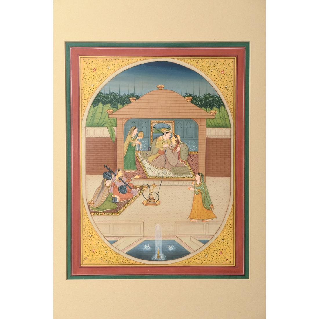 Indo-Persian Hookah Scene Painting Ca. 19th century. (1 of 4)