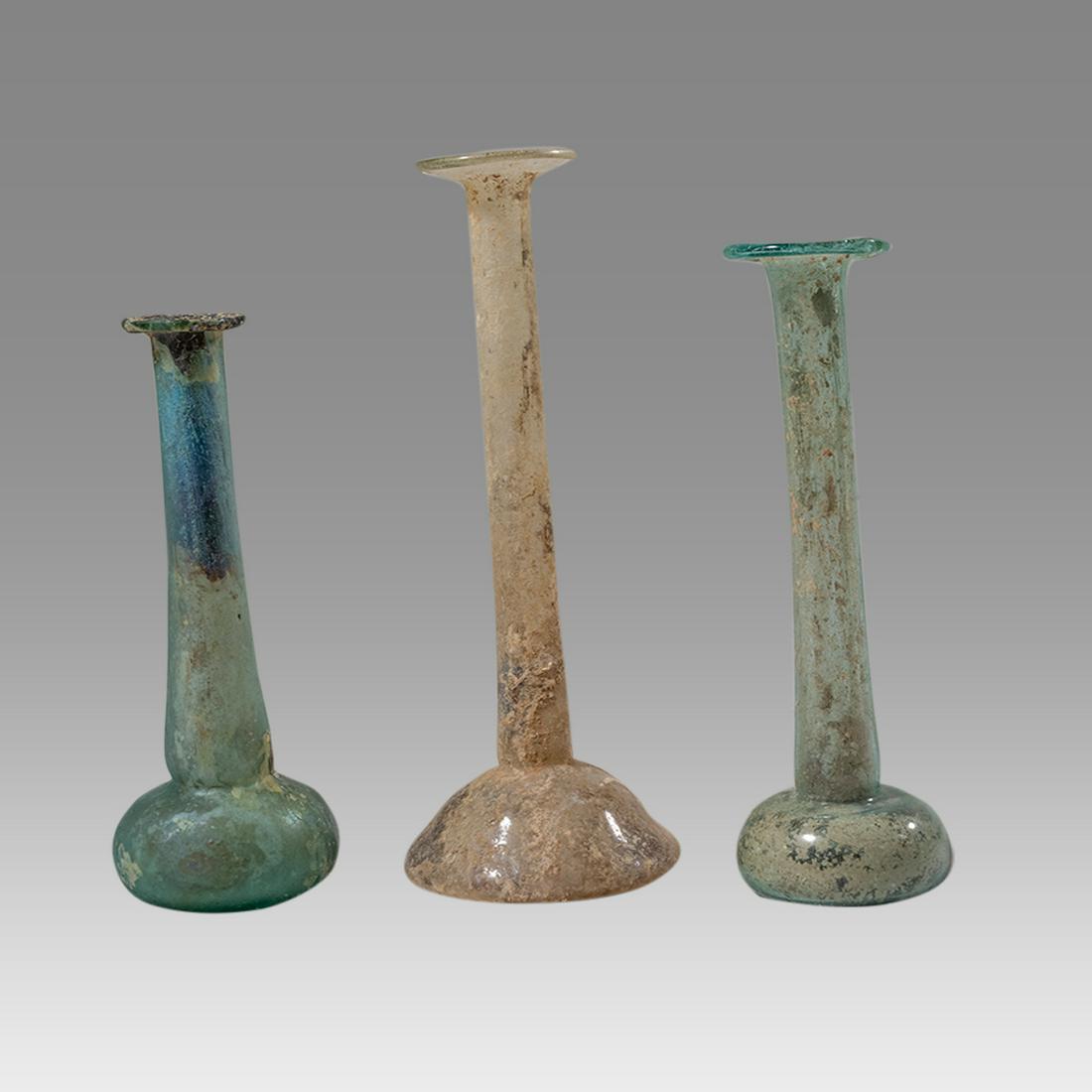 Lot of 3 Ancient Roman Glass Bottles c.1st-2nd century (1 of 3)