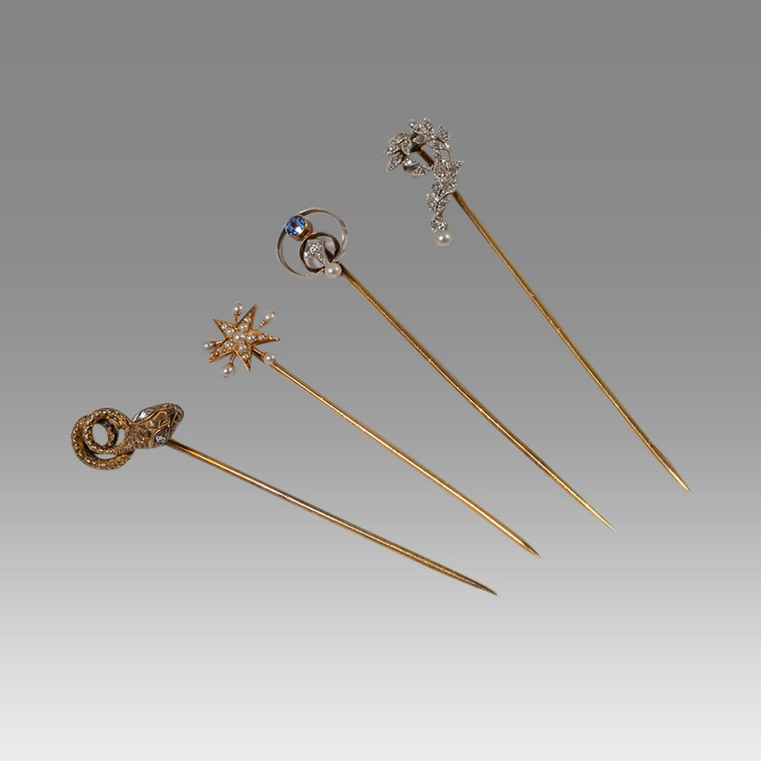 Lot of 4 18k Victorian Glad Pins. (1 of 2)