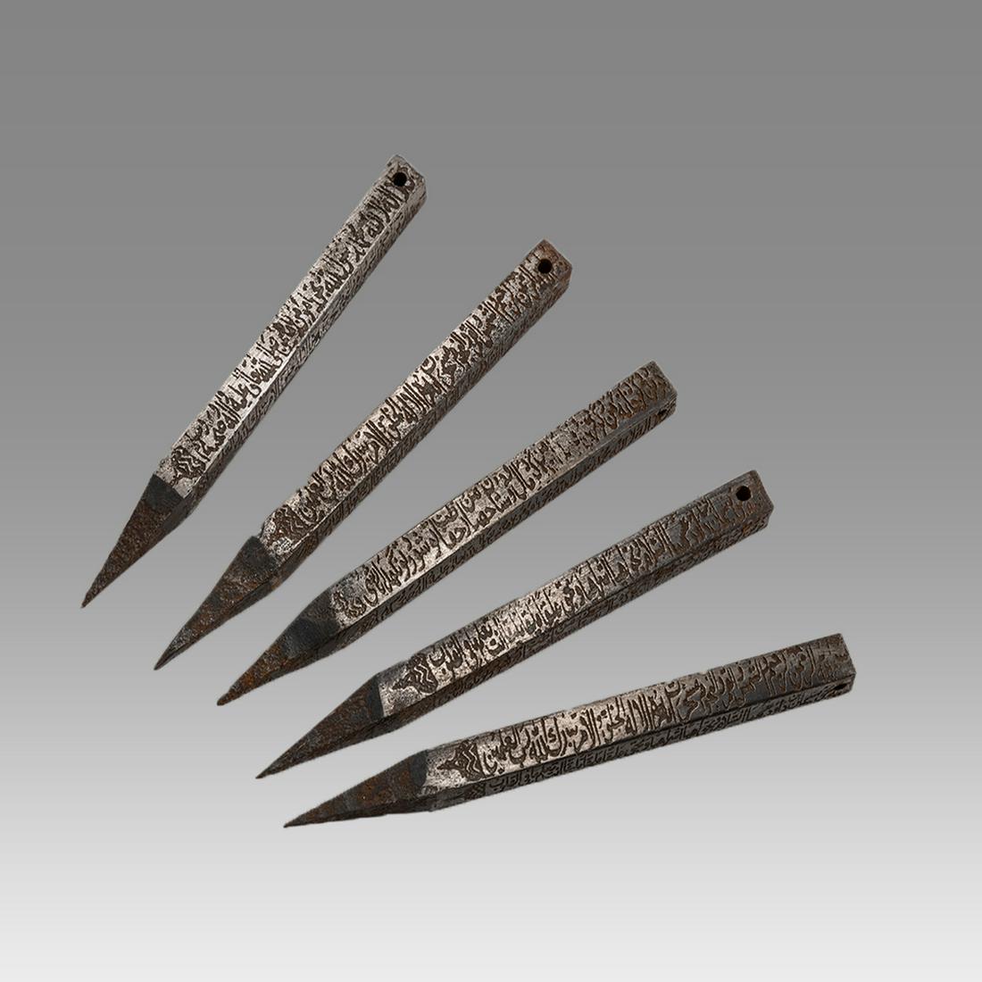 Lot of 5 Islamic Indo Persian Steel Pens with (1 of 1)