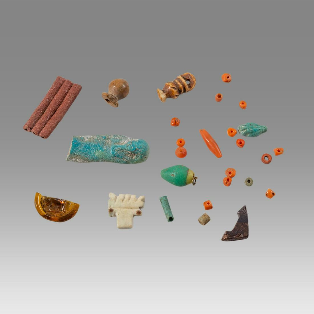 Lot of 25 Ancient Egyptian Amulets and Beads c.300-50 BC. (1 of 1)