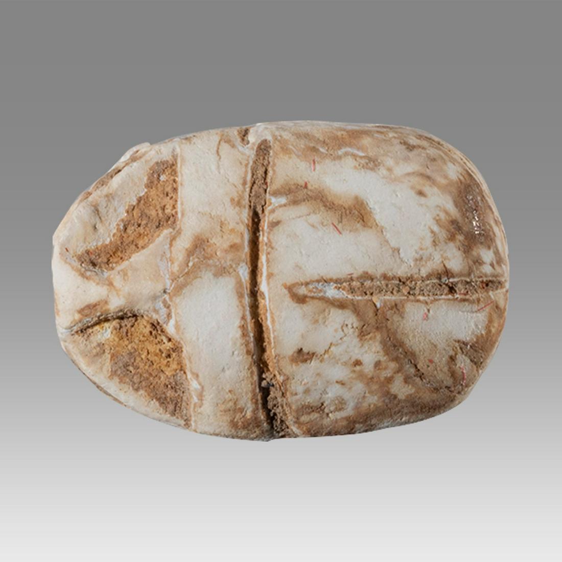 Ancient Egyptian Steatite stone Scarab c.1500-1100 BCE.: Ancient Egyptian Steatite stone Scarab c.1500-1100 BCE. Size 12 x 11 mm. Steatite scarab New Kingdom with stealized beatle back. Provenance: Ex Secret Eyes Gallery New York 1970's-1980's.