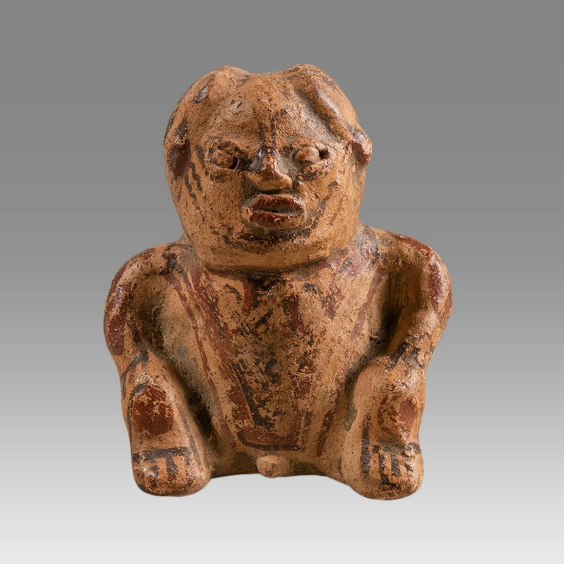Pre Columbian Mayan Pottery Male Seated Figure Costa Rica Ca. 600-900 AD. (1 of 4)