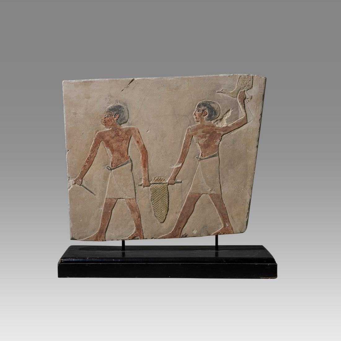 Egyptian Style Limestone Stele Fragment. (1 of 2)