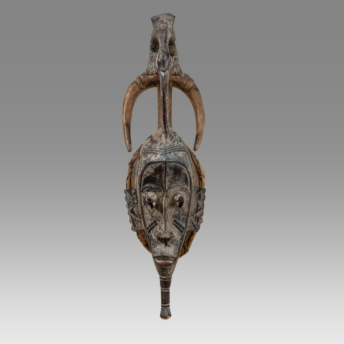 African mask With Bird Crest. Size 28 1/2 inches high. (1 of 4)