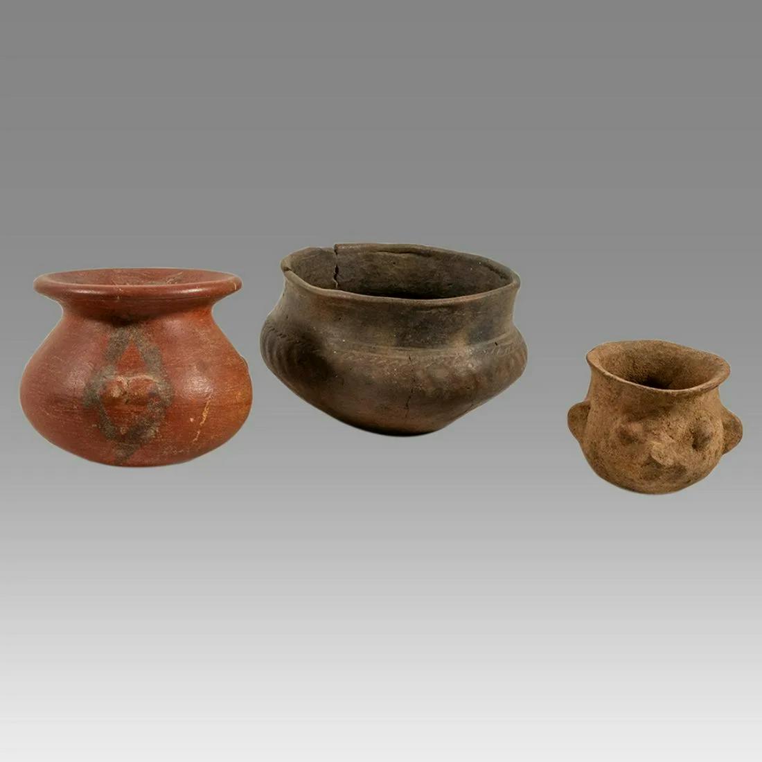 Ancient Pre Columbian Mayan Effigy Bowls (3) Ca. 600 to 900 AD. (1 of 3)