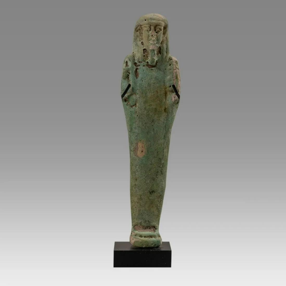 Egyptian Faience Green Glaze Faience Ushabti for Wawa XXVIst Dynasty, Ca. 664 to 525 BC. (1 of 2)