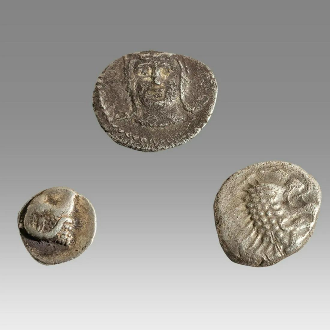 Lot of 3 Ancient Greek Silver Fractions coins c.5th century BC. (1 of 2)