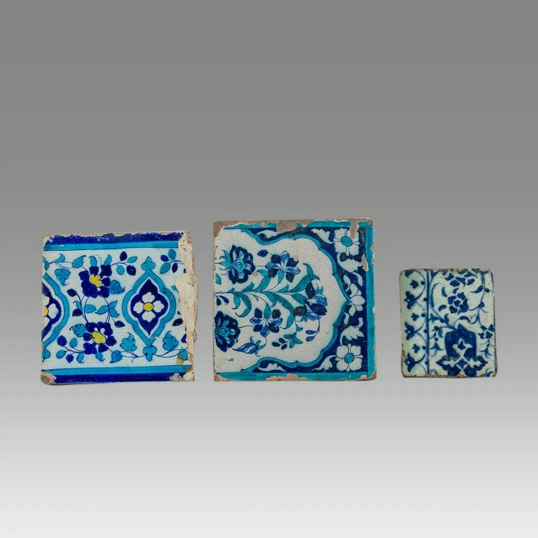 Lot of 3 Islamic Multan Ceramic Tiles c.18th century. (1 of 2)