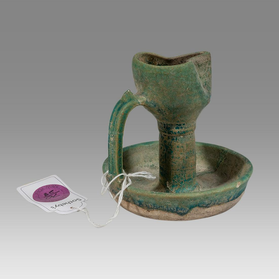 Islamic Persian Kashan Ceramic Oil Lamp c.13th century. (1 of 3)