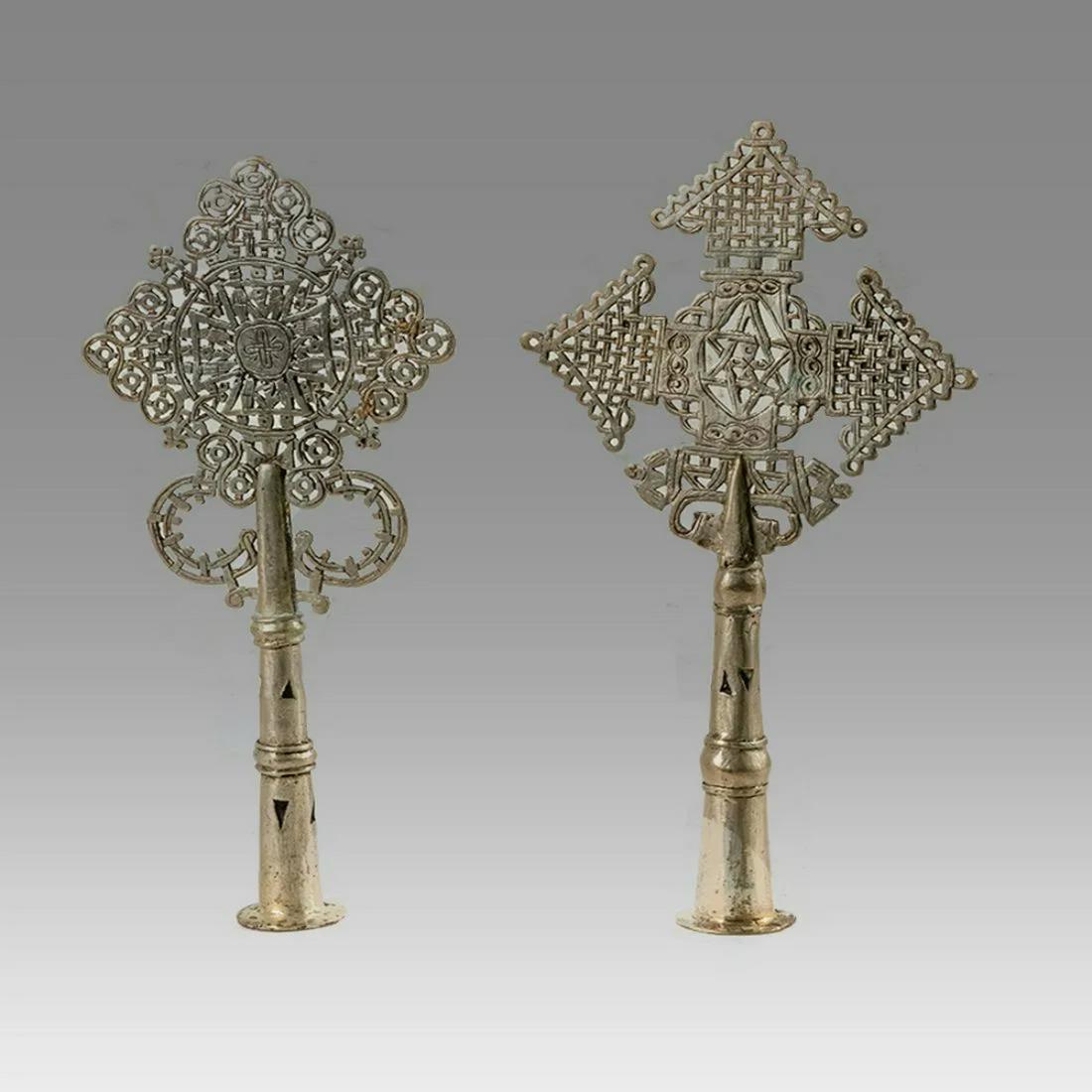 Lot of 2 Coptic Processional Cross Ethiopian c.20th century. (1 of 2)
