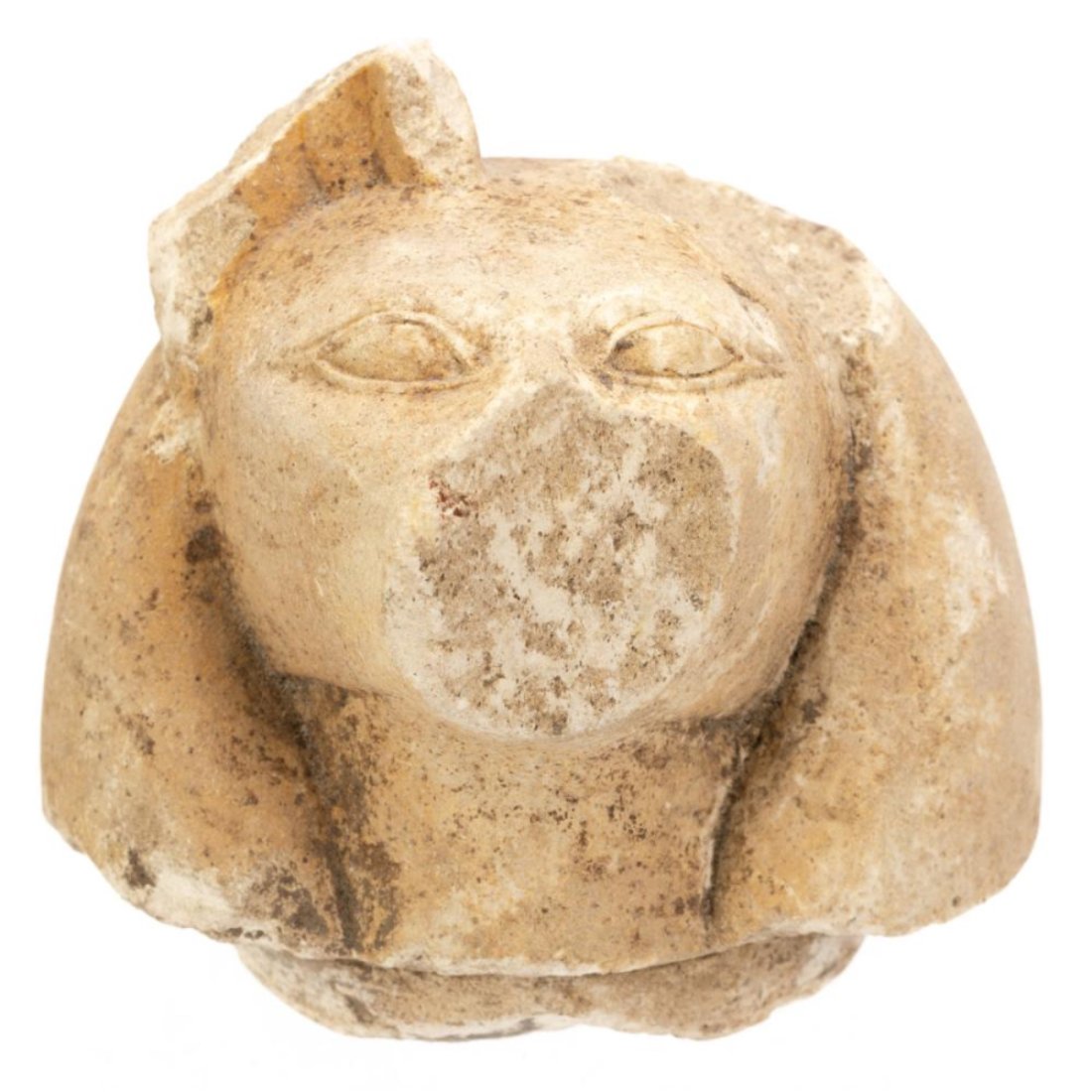 Ancient Egyptian Limestone Canopic Jar Lid of Duamutef, 3rd Intermediate Period. (1 of 6)