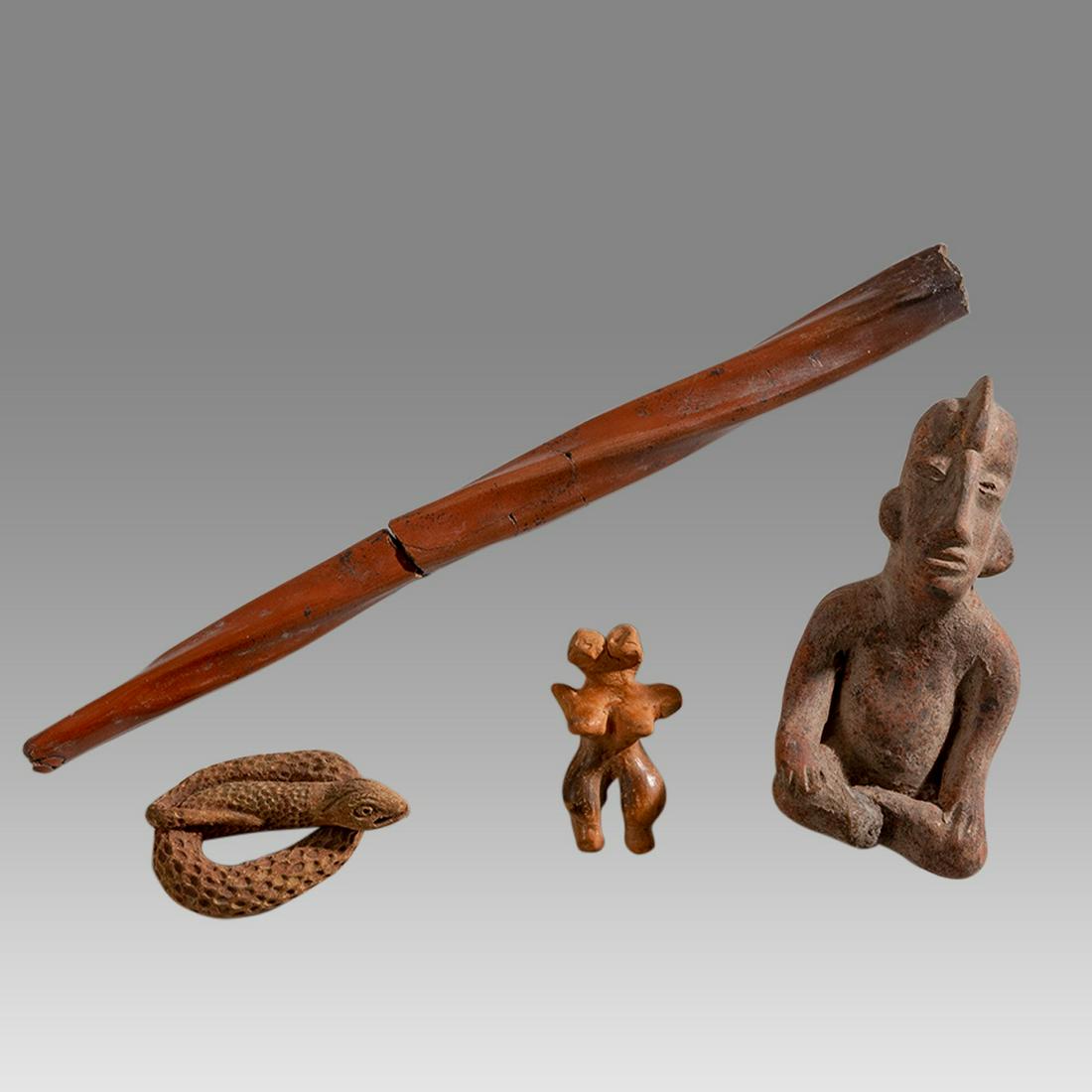 Pottery Snake, Seated Pre-Classic style Figure, Pre-classic style figure (1 of 2)