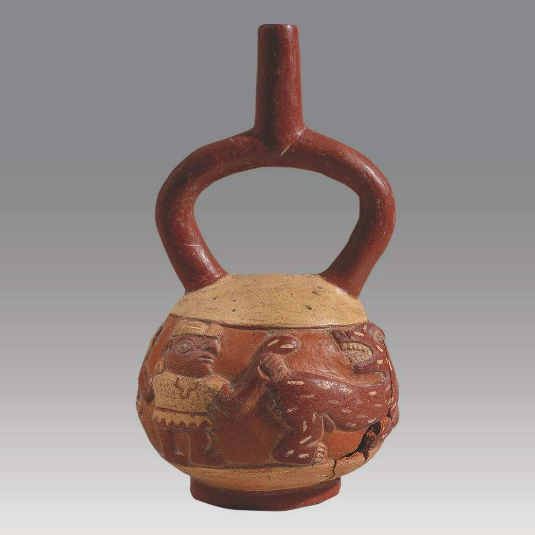 Moche style Hunter and Jaguar Vessel (1 of 3)