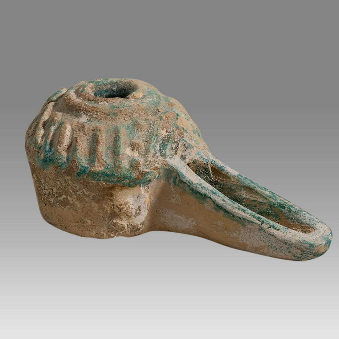 Islamic Seljuk Glazed Ceramic Oil Lamp c.12th century AD. (1 of 3)