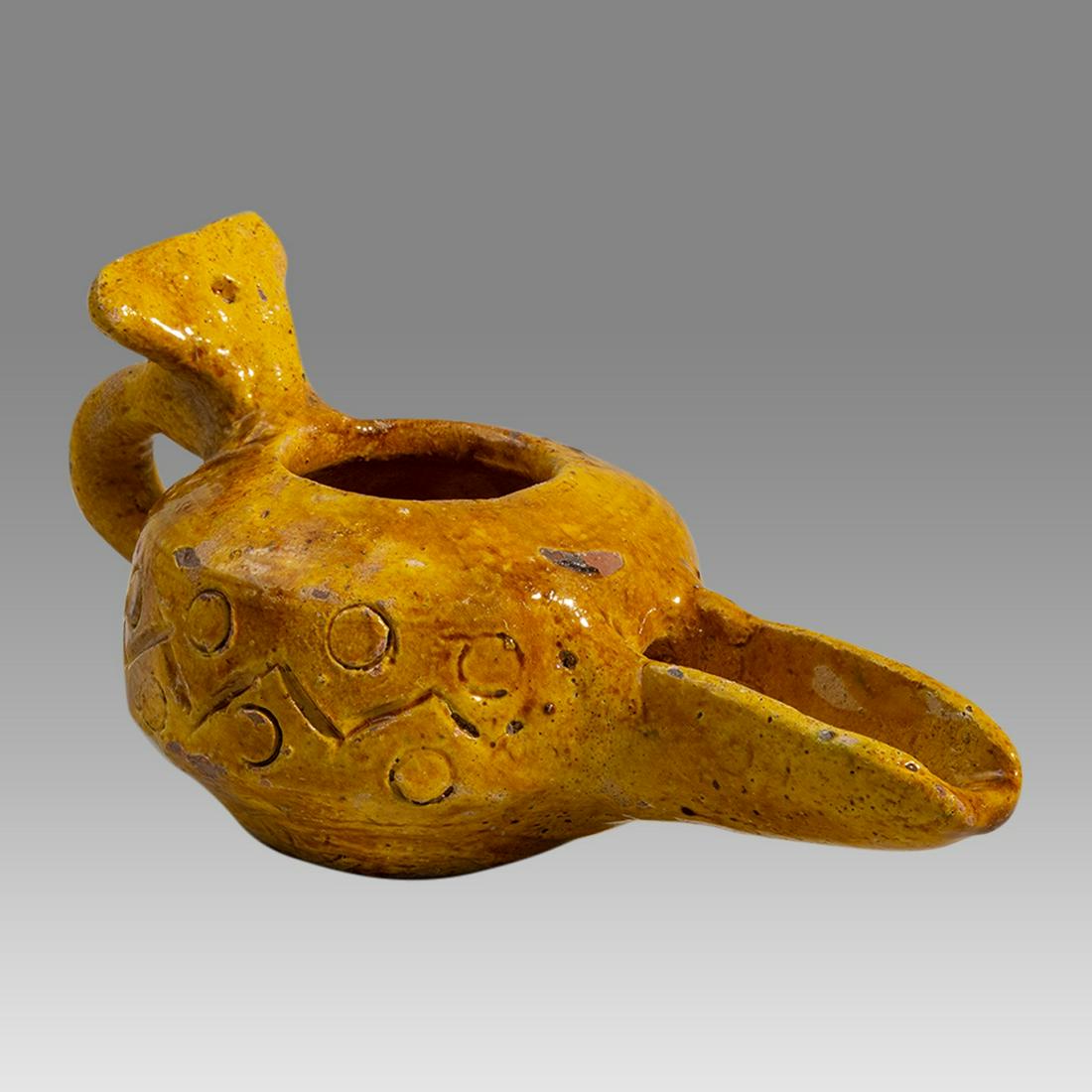 Islamic Seljuk Glazed Ceramic Oil Lamp c.12th century AD. (1 of 3)