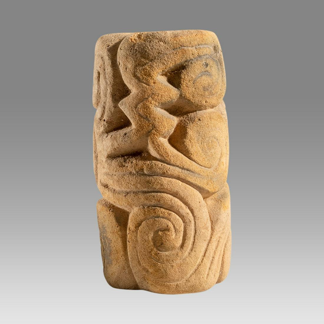 Pre Columbian cylinder seal, Jama-Coaque, Ecuador, 300 BC - AD 400. (1 of 2)
