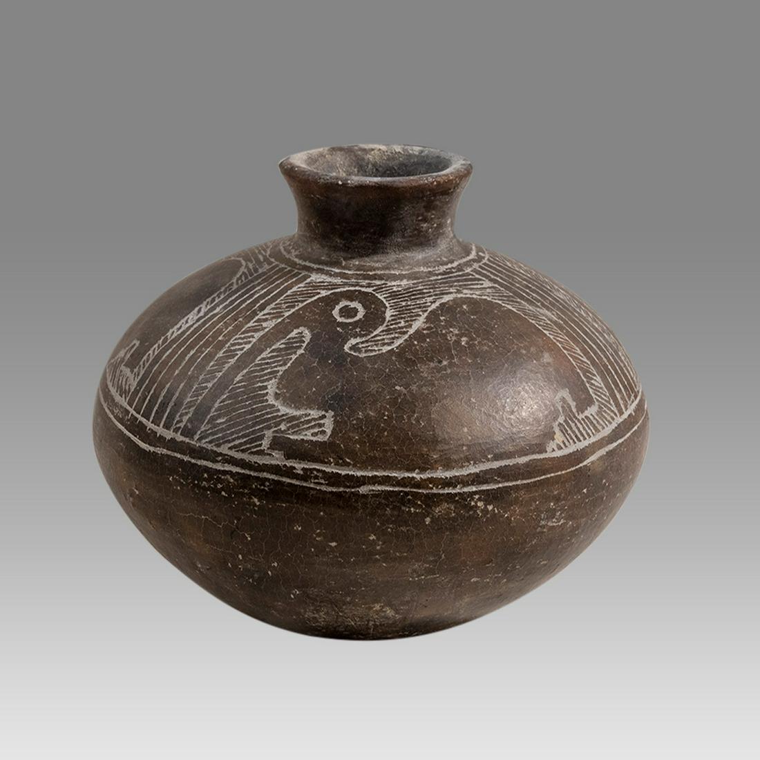 Ecuador globular jar w/ spout, pelican decorated  ManteÃ±o, 600-1500 AD. (1 of 3)