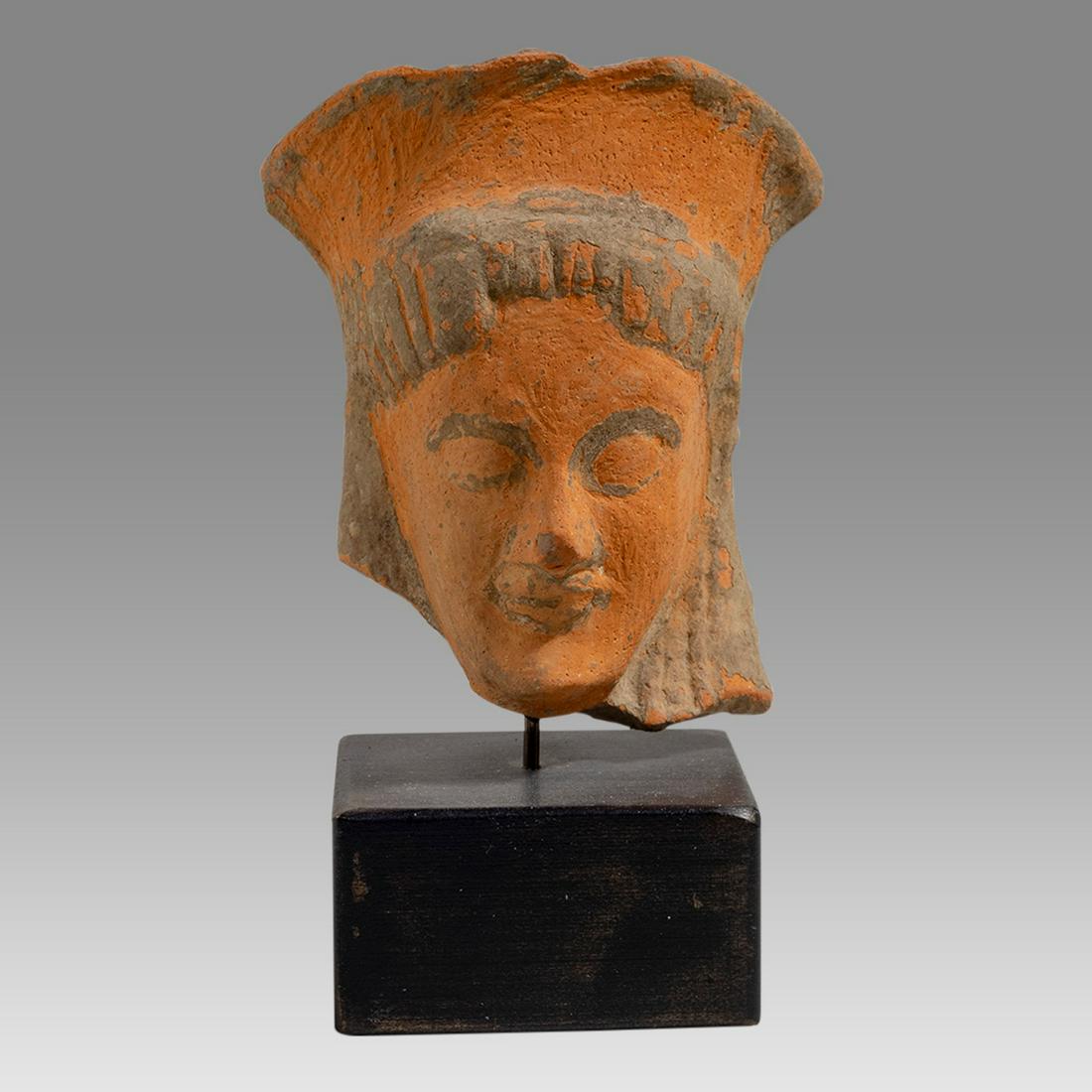 Ancient Greek Terracotta Protome Female Face c.5th century BC. (1 of 3)