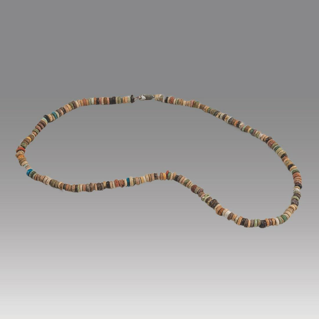 Ancient Egyptian Faience Bead Necklace c.300-50 BC.: Ancient Egyptian Faience Bead Necklace c.300-50 BC. Size 18 inches length. Great Looking single strand Faience Bead necklace, late period 300-50 BC. wearable. Provenance: Ex Secret Eyes Gallery New Yo