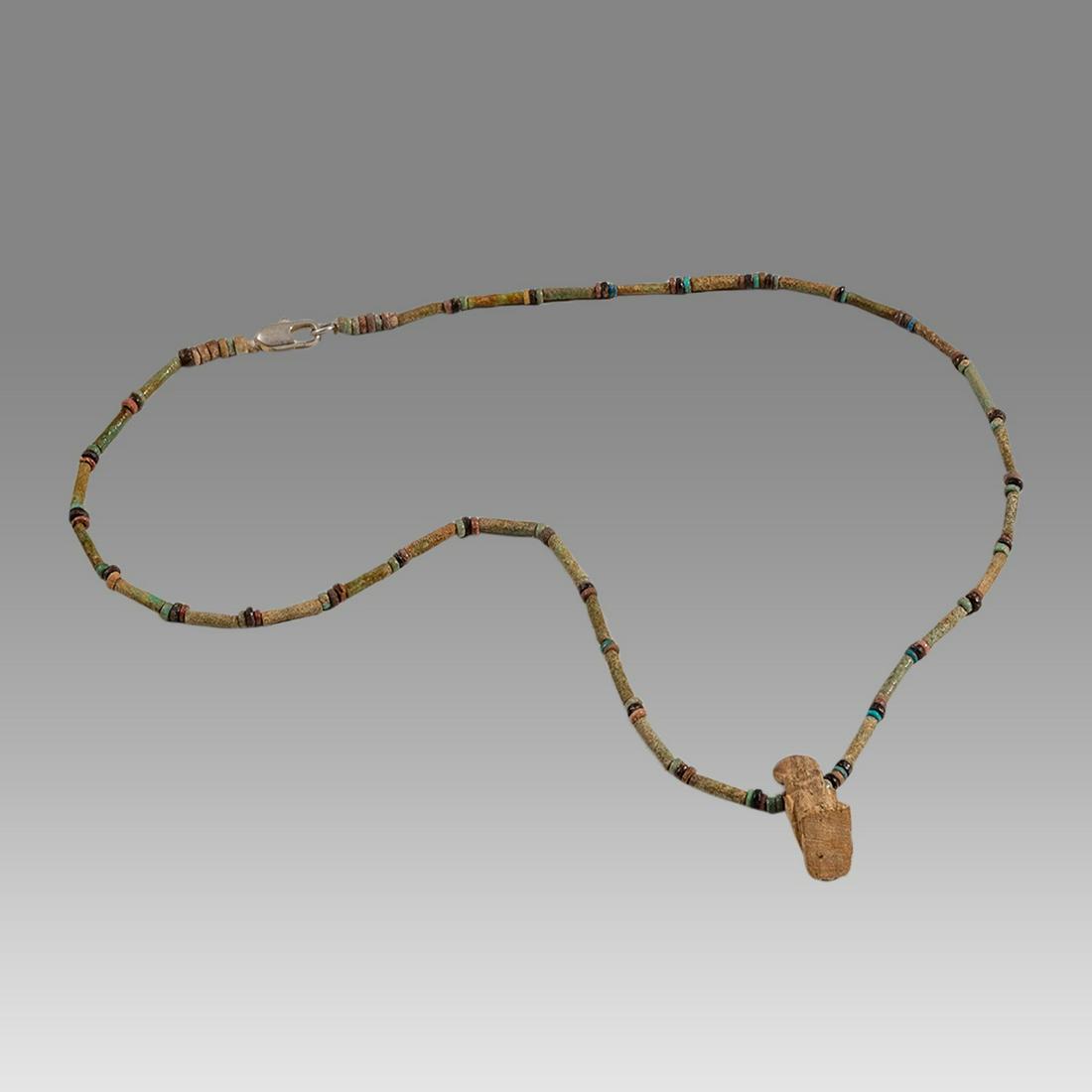 Ancient Egyptian Faience Bead Necklace with Amulet c.300-50 BC. (1 of 1)