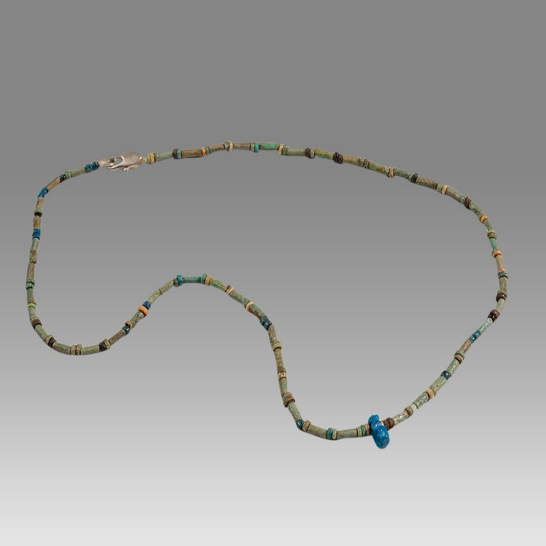 Ancient Egyptian Faience Bead Necklace with Amulet c.300-50 BC. (1 of 1)