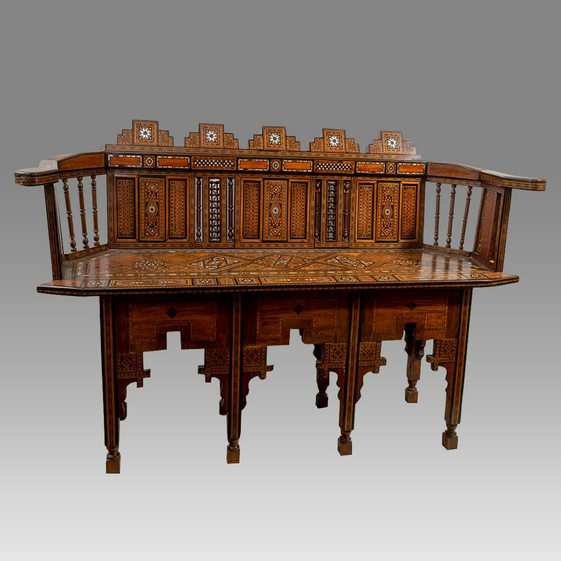 Middle Eastern, Syrian Moorish Couch settee, c.late 19th century. (1 of 4)