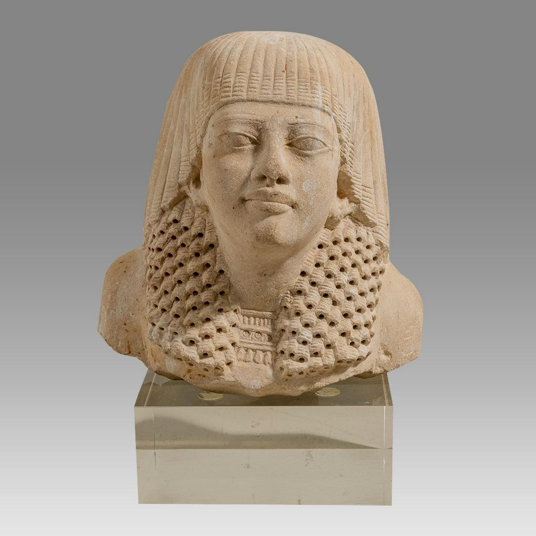 Egyptian Style Limestone Bust of Pharaoh. (1 of 3)
