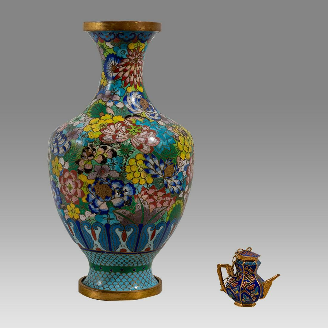 chinese cloisonne vase and Small Jug. Marked. (1 of 3)
