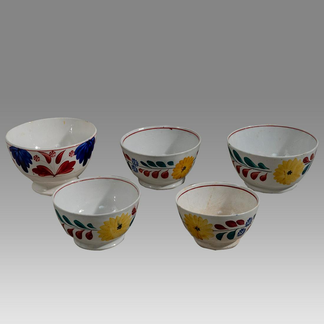 Lot of 5 English Staffordshire Ceramic Bowls. (1 of 2)